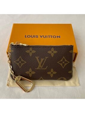 Louis Vuitton Monogram Canvas Key Pouch Coin Purse Pochette Cles Brown